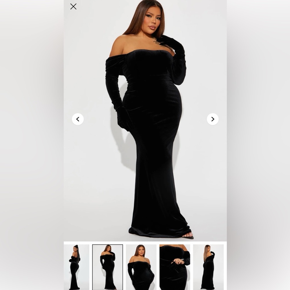 Fashion Nova Elegant Black Off-Shoulder Dress